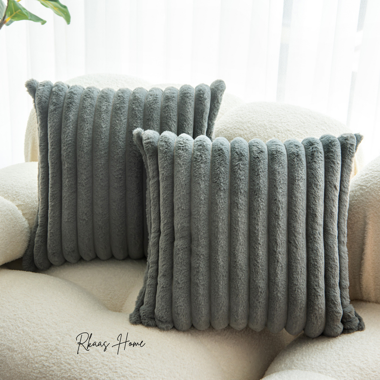 Fluffy Striped Soft Plush Faux Fur Corduroy Style Cushion Covers 45X45 CM-4