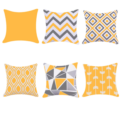 Water Resistant/Outdoor Cushion Covers for Home Garden Outdoor 45x45cm - Yellow Colour (Set of 6 & 4)-0