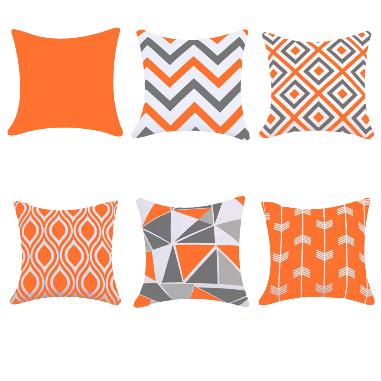 Water Resistant/Outdoor Cushion Covers for Home Garden Outdoor 45x45cm - Orange Colour (Set of 6 & 4)-0