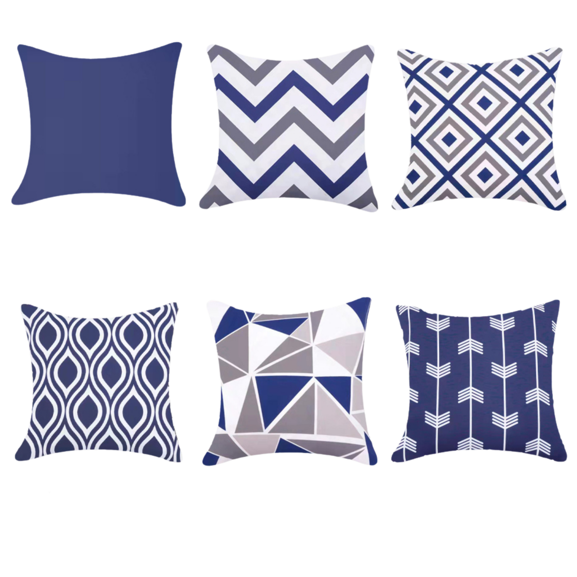 Water Resistant/Outdoor Cushion Covers for Home Garden Outdoor 45x45cm - Blue Colour (Set of 6 & 4)-0