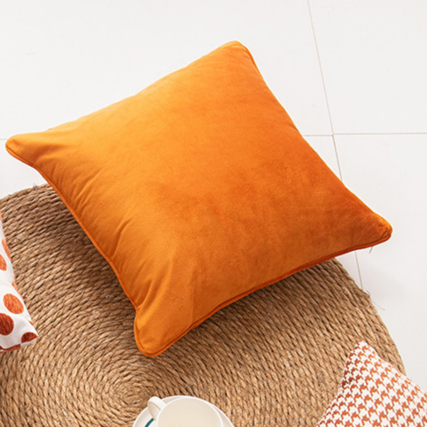 Multiple Geometric Pattern Orange Cushion Cover 45cm x 45cm 18x18 Inches-7