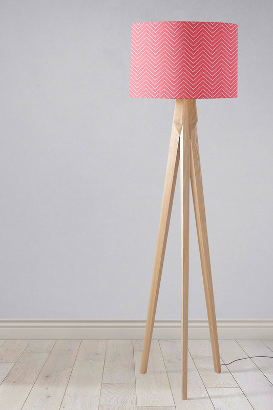 Pink Lampshade with a White Chevron Design, Ceiling or Table Lamp Shade