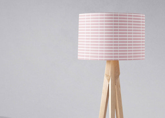 Pink Lampshade with a White Lines Geometric Design, Ceiling or Table Lamp Shade