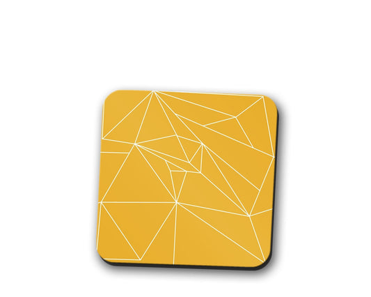 Yellow Coasters with a White Line Geometric Design, Table Decor Drinks Mat