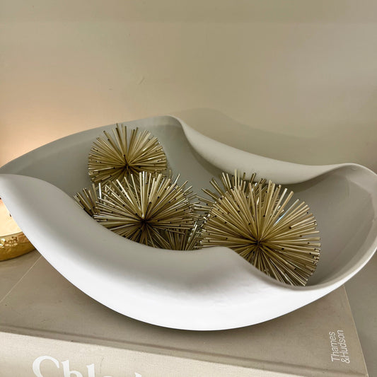 Pom Pom Effect Gold Decorative Balls - Set of 8
