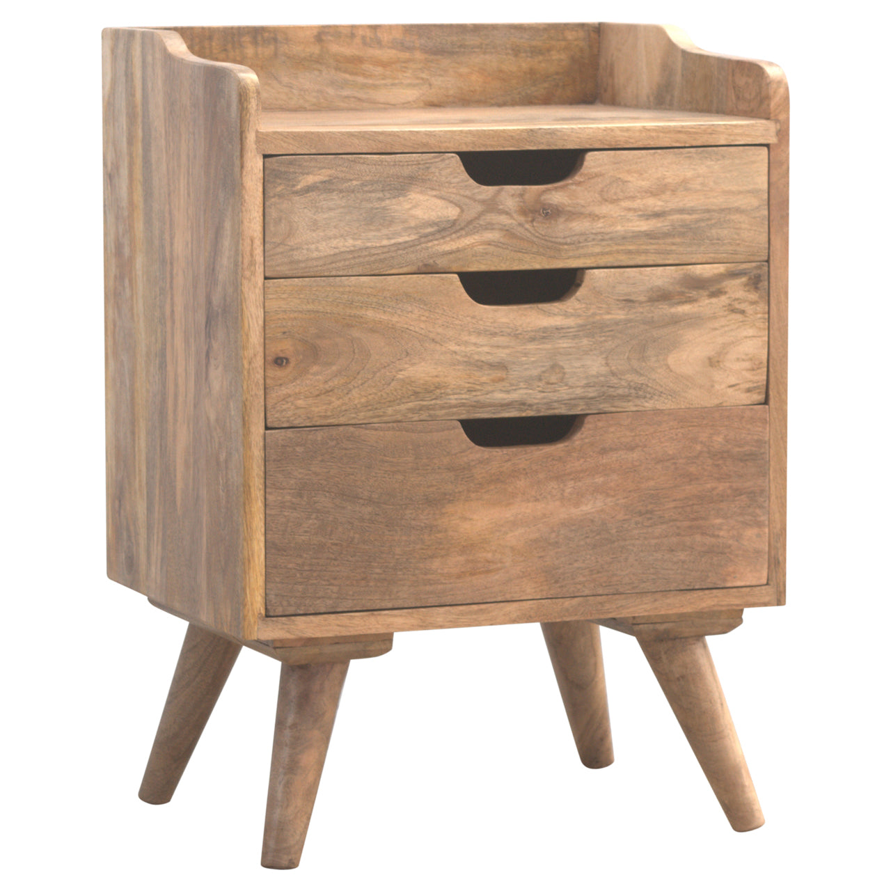 LuLu, 3 Drawer Gallery Bedside Table, D35cm x H63cm x W45cm