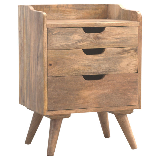 LuLu, 3 Drawer Gallery Bedside Table, D35cm x H63cm x W45cm