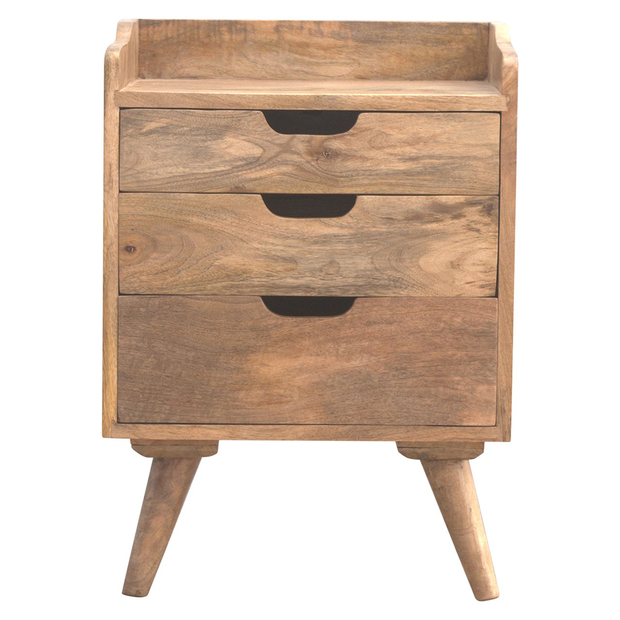 LuLu, 3 Drawer Gallery Bedside Table, D35cm x H63cm x W45cm