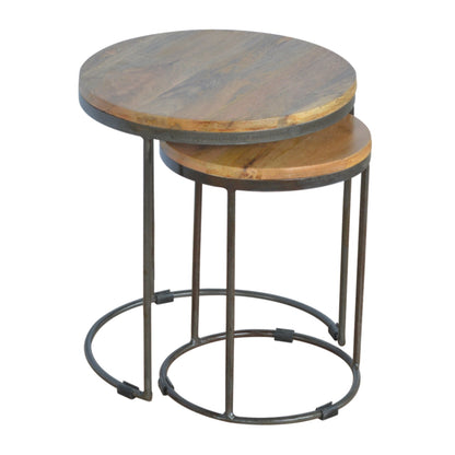 Round Stool Set of 2 with Iron Base dropshipping