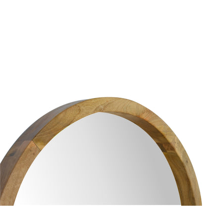 Wooden Round Mirror with 1 Shelf-1