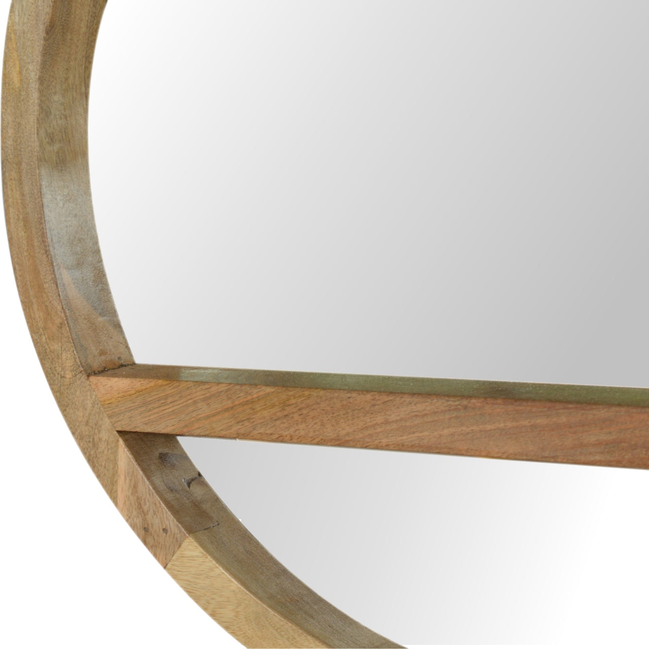 Wooden Round Mirror with 1 Shelf-7