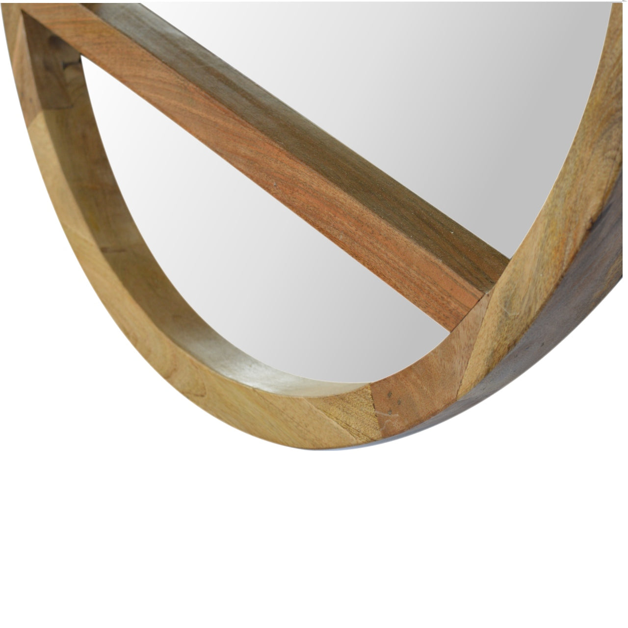 Wooden Round Mirror with 1 Shelf-3