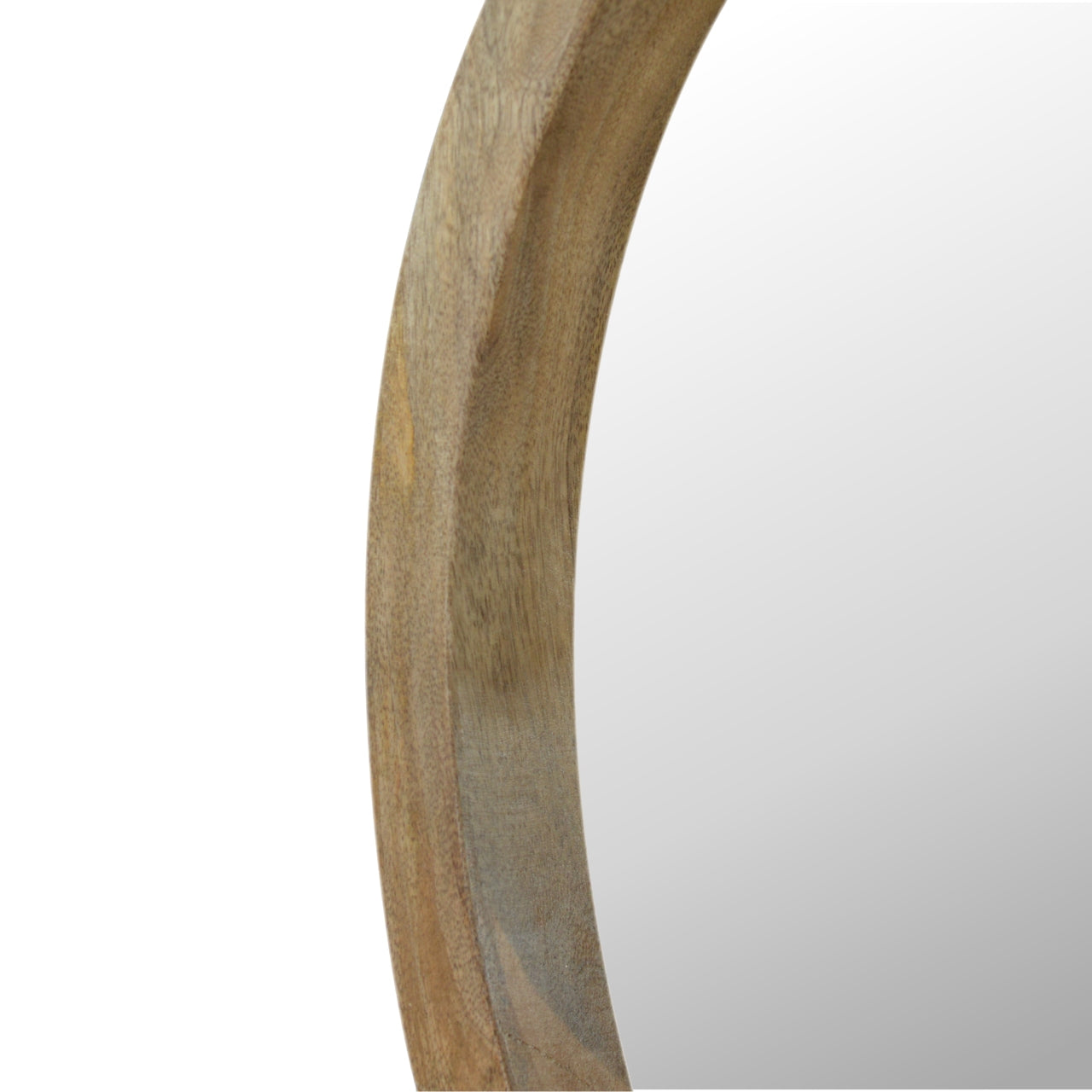 Wooden Round Mirror with 1 Shelf-5