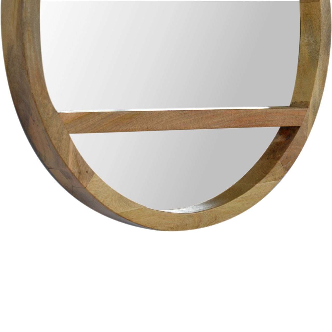 Wooden Round Mirror with 1 Shelf-6