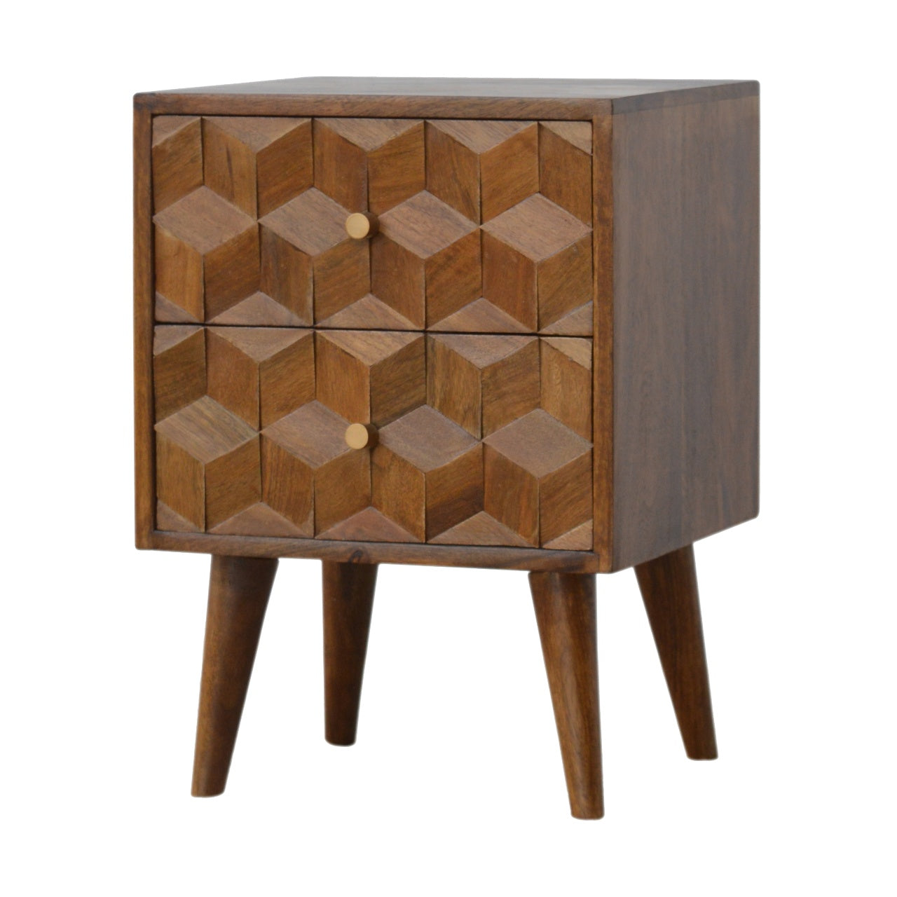 wholesale Chestnut Cube Carved Nightstand for resale