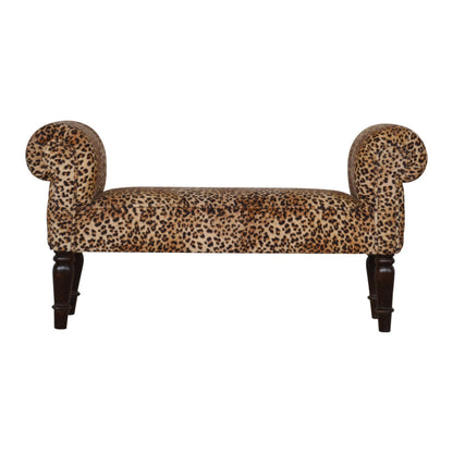 Leopard Print Velvet Bench with Turned Feet for resale