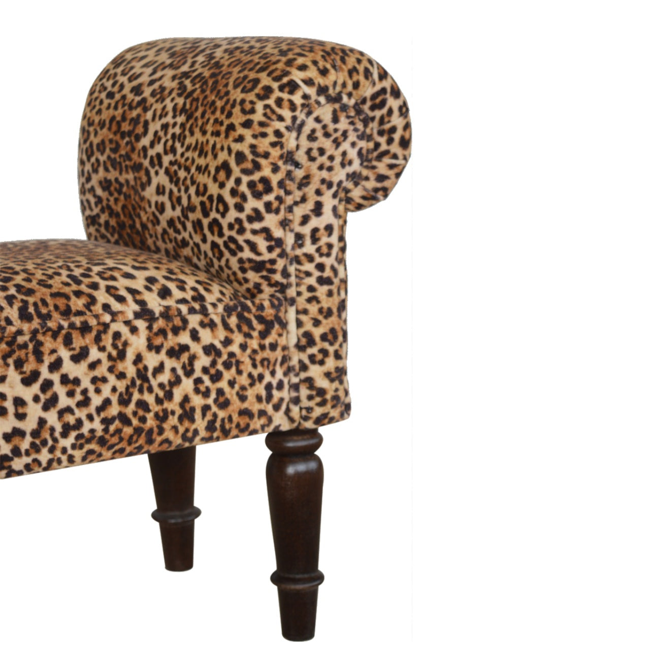 Leopard Print Velvet Bench with Turned Feet for reselling