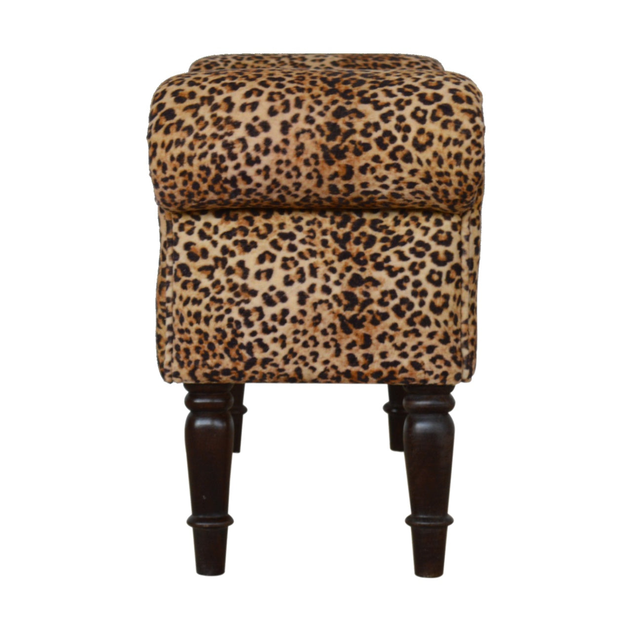 bulk Leopard Print Velvet Bench with Turned