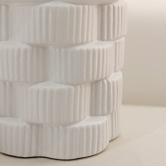 Willow White Ribbed Ceramic Vases - Set of 3